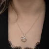 Luz&Pos Gümüş Rose Renkli Çiçek Kişiye Özel Kadın Kolye