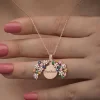 Luz&Pos Gümüş Rose Renkli Çiçek Kişiye Özel Kadın Kolye