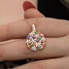 Luz&Pos Gümüş Rose Renkli Çiçek Kişiye Özel Kadın Kolye