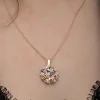 Luz&Pos Gümüş Rose Renkli Çiçek Kişiye Özel Kadın Kolye