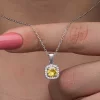 Luz&Pos Gümüş Sarı Baget Taşlı Kadın Kolye