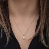 Luz&Pos Gümüş Sarı Baget Taşlı Kadın Kolye