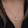 Luz&Pos Gümüş Sarı Baget Taşlı Kadın Kolye