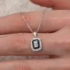 Luz&Pos Gümüş Siyah Mineli Baget Kadın Kolye