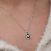 Luz&Pos Gümüş Siyah Mineli Baget Kadın Kolye