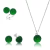 Luz&Pos Gümüş Yeşil Kristal Bayan Set