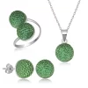 Luz&Pos Gümüş Yeşil Kristal Kadın Set