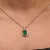 Luz&Pos Gümüş Yeşil Taşlı Otantik Kadın Kolye