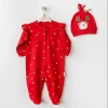 Luz&Pos Happy Newyear Kadife Bebek Tulum Takım Red
