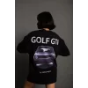 Luz&Pos Kadın Sırt Golf Gtı Baskılı Oversize T-shirt - Siyah
