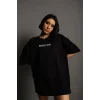 Luz&Pos Kadın Sırt Golf Gtı Baskılı Oversize T-shirt - Siyah