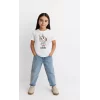 Luz&Pos Kız Labubu Çocuk Baskılı T-shirt - Beyaz