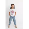 Luz&Pos Kız Labubu Çocuk Baskılı T-shirt - Beyaz