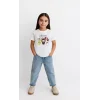 Luz&Pos Kız Labubu Çocuk Baskılı T-shirt - Beyaz
