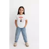 Luz&Pos Kız Labubu Çocuk Baskılı T-shirt - Beyaz