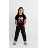 Luz&Pos Kız Labubu Çocuk Baskılı T-shirt - Siyah