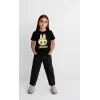 Luz&Pos Kız Labubu Çocuk Baskılı T-shirt - Siyah