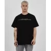 Luz&Pos Unisex Bisiklet Yaka Baskılı Oversize T-shirt - Siyah