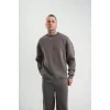 Luz&Pos Unisex Uzun Kol Bisiklet Yaka Yıkamalı Sweatshirt - Füme