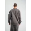 Luz&Pos Unisex Uzun Kol Bisiklet Yaka Yıkamalı Sweatshirt - Füme