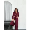 Luz&Pos Yakalı Düğmeli Uzun Kollu Gömlek Pantolon İkili Takım - Bordo