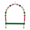 Markapet Ahşap Tünekli Şeffaf Boncuklu Kuş Salıncağı 10-12 cm Renkli