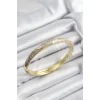 Mineli Pirinç Bej Mermer Motifli Gold Renk Kadın Kelepçe