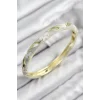 Mineli Pirinç Çiçek Motifli Gold Renk Kadın Kelepçe