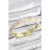 Mineli Pirinç Krem Çiçek Motifli Gold Kadın Kelepçe