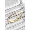 Mineli Pirinç Krem Petek Motifli Gold Renk Kadın Kelepçe