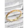 Mineli Pirinç Zirkon Taşlı Hardal Çiçek Motifli Gold Kadın Kelepçe