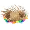 Natural Renkli Püsküllü Örme Hasır Hawaii Şapka