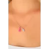 Nazar Boncuklu Pembe Renk Taşlı Rose Bayan Kolye
