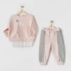 Nessiworld    AC24132 Ballerina 2li Bebe Takım Pink Grey