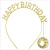 Nessiworld    Altın Gold Renk Kristal Taşlı Parlak Happy Birthday Taç 16x17 cm