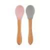 Nessiworld    Bambu Saplı Silikon Mama Kaşığı 2li Pinky Pink / Powder Grey