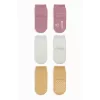 Nessiworld  Bistyle Basic Kaymaz Penye Soket Çorap 3Lü BS10106 Pudra Ekru Somon