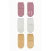 Nessiworld  Bistyle Basic Kaymaz Penye Soket Çorap 3Lü BS10107 Pudra Ekru Somon