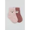 Nessiworld  Bistyle Bear Penye Soket Çorap 2Li BS10116 Pembe