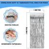 Nessiworld Gümüş Renk Ekstra Metalize Parlak Saçaklı Arka Fon Perde İthal A Kalite 1x2 Metre