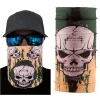 Nessiworld  Haki Yeşil Renk Üzeri Likralı Kuru Kafa Kafatası Baskılı Baf Buff Bandana 25x48 cm