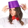 Nessiworld  Koyu Mor Renk Violet Parıltılı Simli Fötr Silindir Parti Şapkası