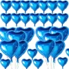 Nessiworld  Metalize Parlak Mavi Kalp Şekilli Uçan Balon Folyo 18 inç 45 cm 25 Adet