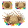 Nessiworld  Naturel Renk Püsküllü Örme Hasır Hawaii Luau Aloha Şapka 13x36 cm