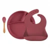 Nessiworld OiOi Blw II Silikon Beslenme Seti 3Lü (Tabaklı) Velvet Rose