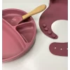 Nessiworld OiOi Blw II Silikon Beslenme Seti 3Lü (Tabaklı) Velvet Rose