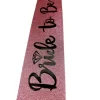 Nessiworld  Pembe Üzeri Siyah İtalik Alyanslı Bride To Be Yazılı Simli Işıltılı Kuşak Kemer 10x80 cm