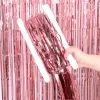 Nessiworld Rose Gold Renk Ekstra Metalize Parlak Saçaklı Arka Fon Perde İthal A Kalite 1x2 Metre