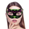 Nessiworld  Siyah Kadife Kaplama Üzeri Pembe Yeşil Sim İşlemeli Kedi Maskesi 20x13 cm