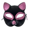 Nessiworld  Siyah Renk Pembe Simli Süet Kedi Maskesi 18x14 cm